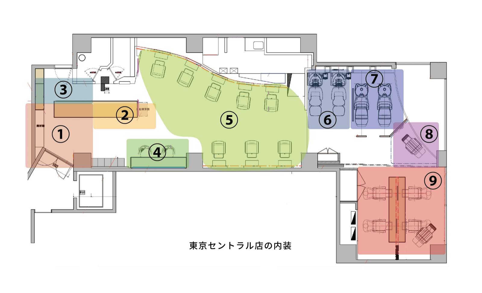 東京セントラル店 フロアマップ(①〜⑨)